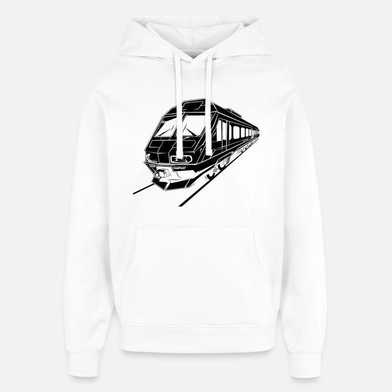Graphismes de train - Sweat à capuche unisexe Stanley/Stella Oversized - blanc