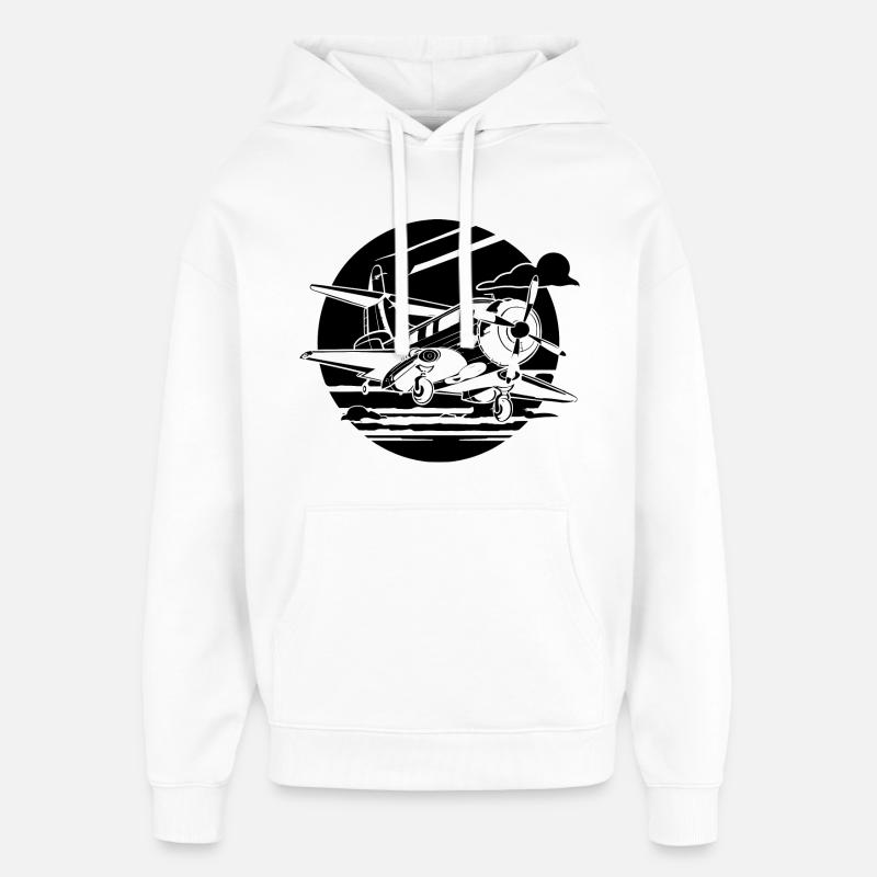 Dessin de l’avion de l’hélice - Sweat à capuche unisexe Stanley/Stella Oversized - blanc