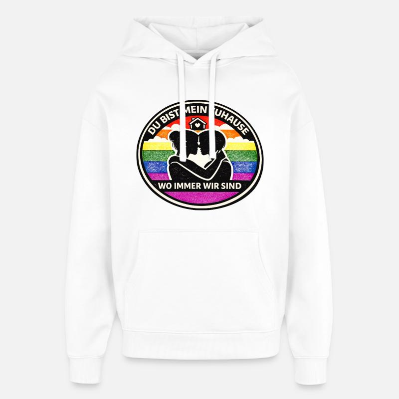 Tu es ma maison Amour arc-en-ciel - Sweat à capuche unisexe Stanley/Stella Oversized - blanc