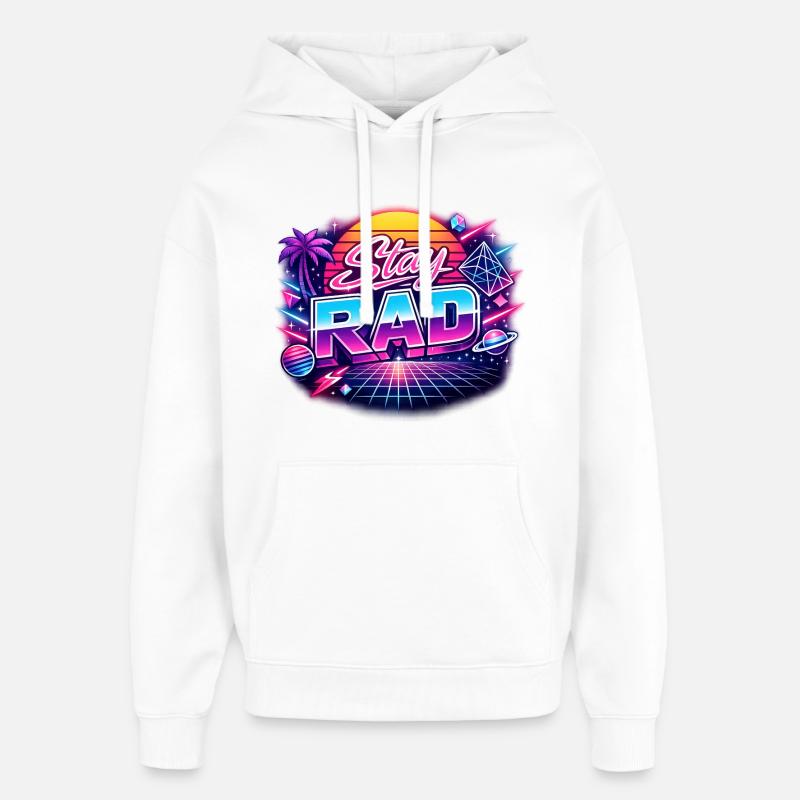 Restez RAD Neon Rétro - Sweat à capuche unisexe Stanley/Stella Oversized - blanc