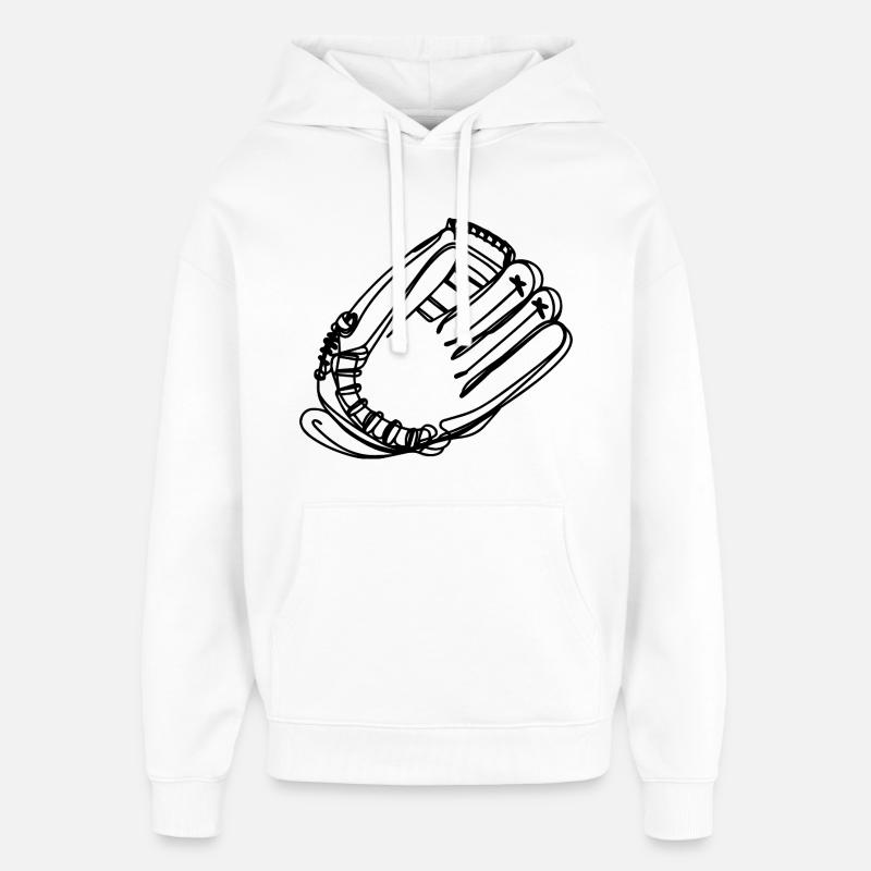 Dessin de gant de baseball - Sweat à capuche unisexe Stanley/Stella Oversized - blanc