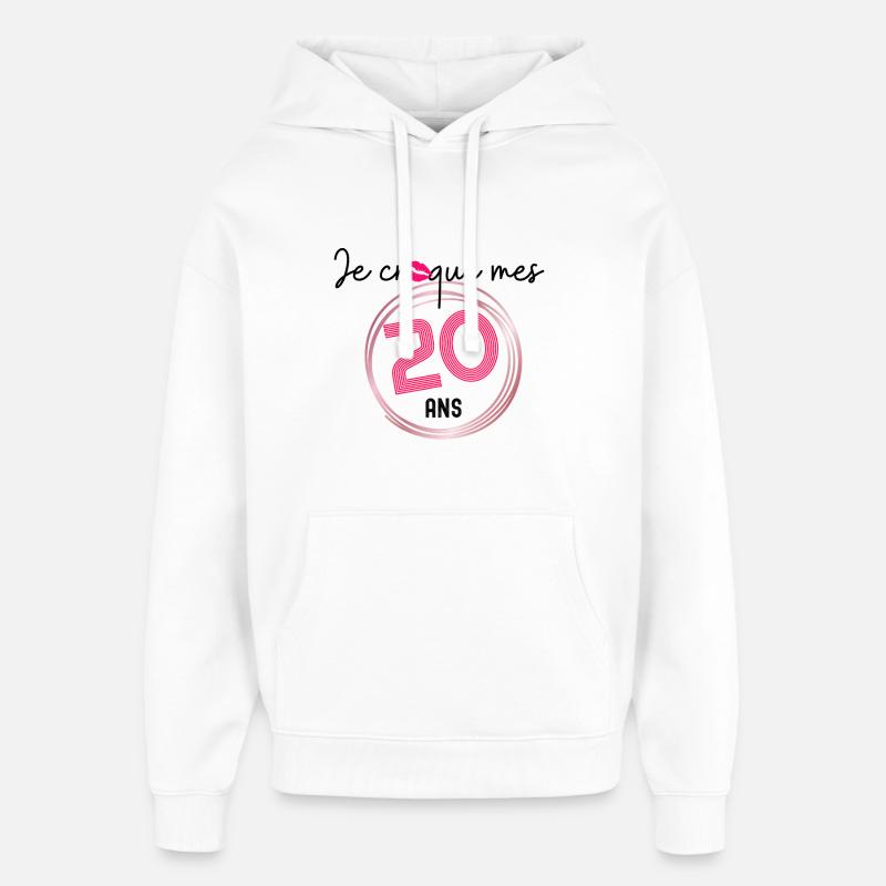 je croque mes 20 ans - Sweat à capuche unisexe Stanley/Stella Oversized - blanc