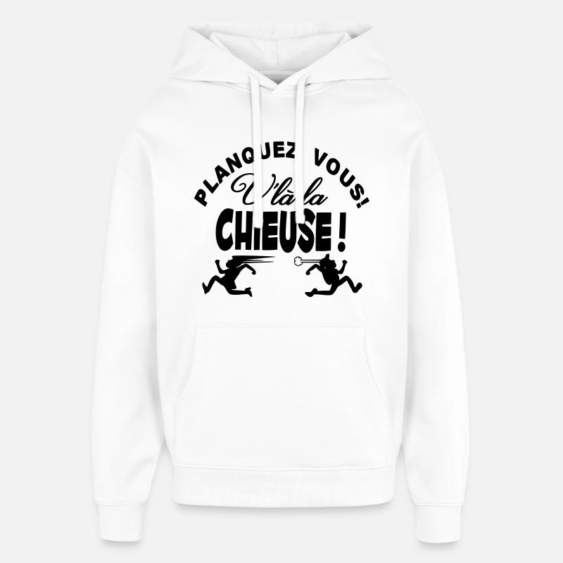 La Chieuse arrive planquez vous! - Sweat à capuche unisexe Stanley/Stella Oversized - blanc