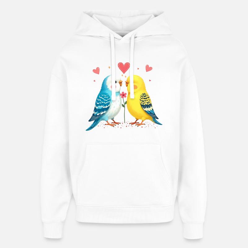Perruches perruches amoureuses des oiseaux - Sweat à capuche unisexe Stanley/Stella Oversized - blanc