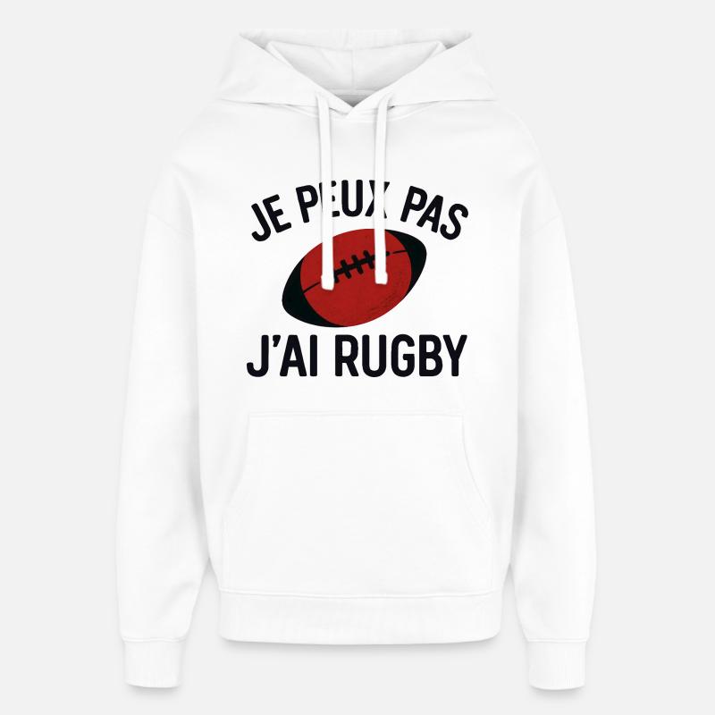 Je peux pas j'ai rugby - Sweat à capuche unisexe Stanley/Stella Oversized - blanc