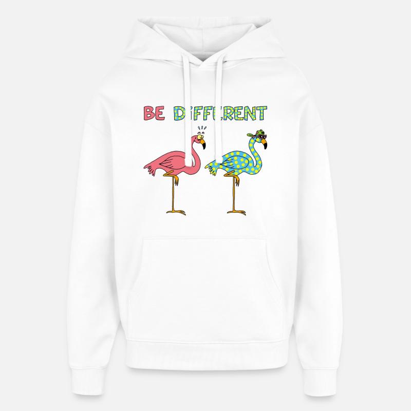 Flamant rose différent - Sweat à capuche unisexe Stanley/Stella Oversized - blanc