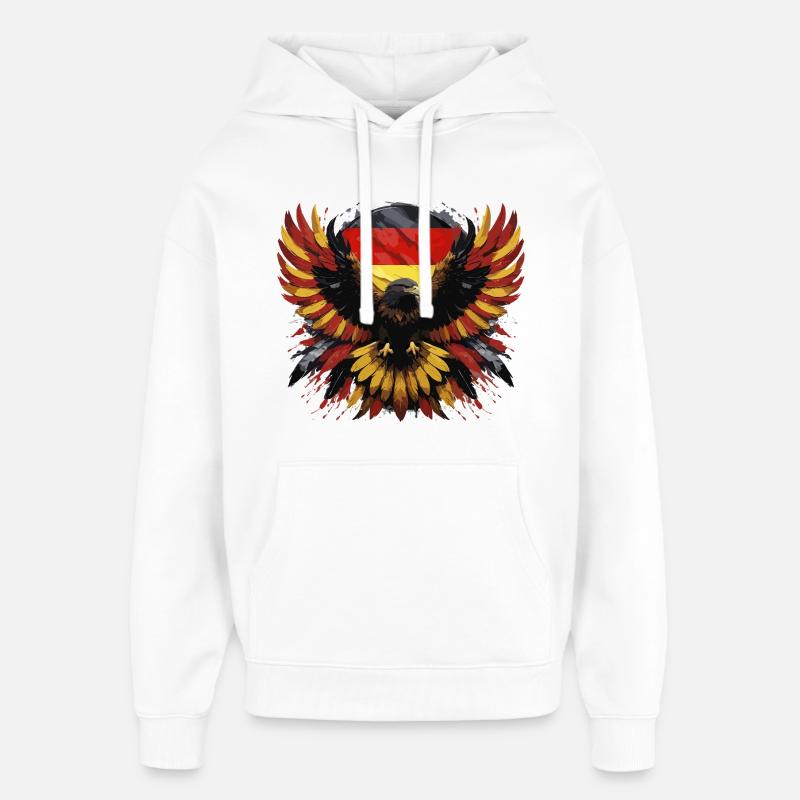 Aigle allemand noir-rouge-jaune - Sweat à capuche unisexe Stanley/Stella Oversized - blanc
