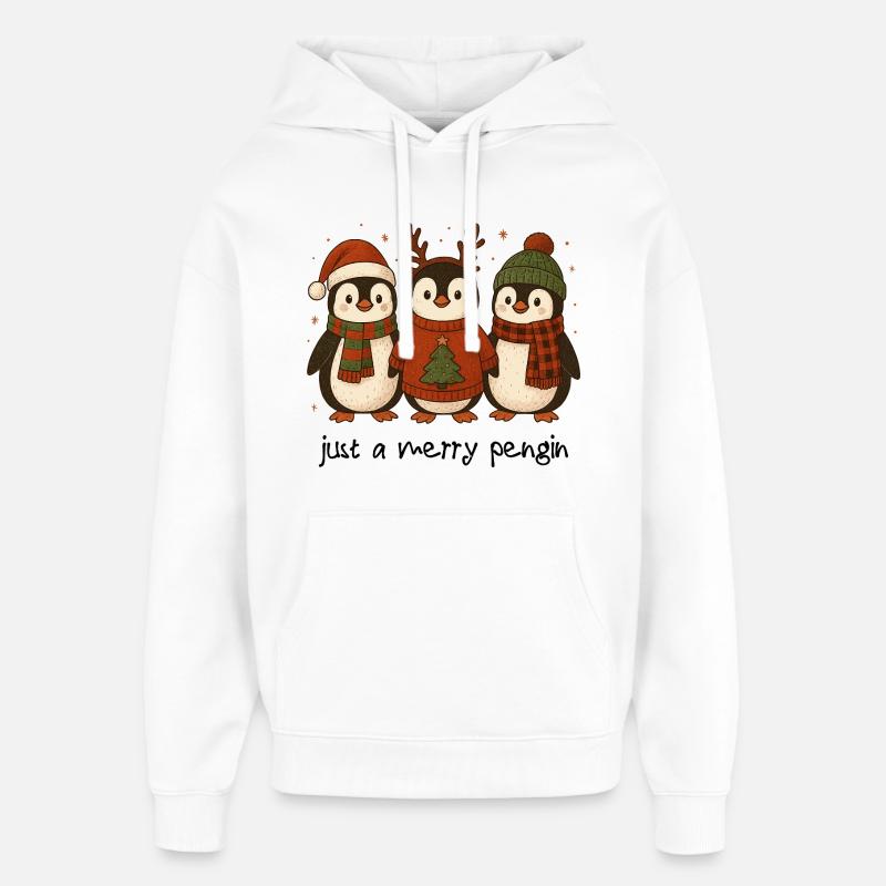 Joyeux Noël Pingouin - Sweat à capuche unisexe Stanley/Stella Oversized - blanc