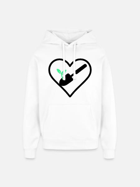 Gardening Heart – Green Passion - Oversized Unisex Hoodie by Stanley/Stella - white