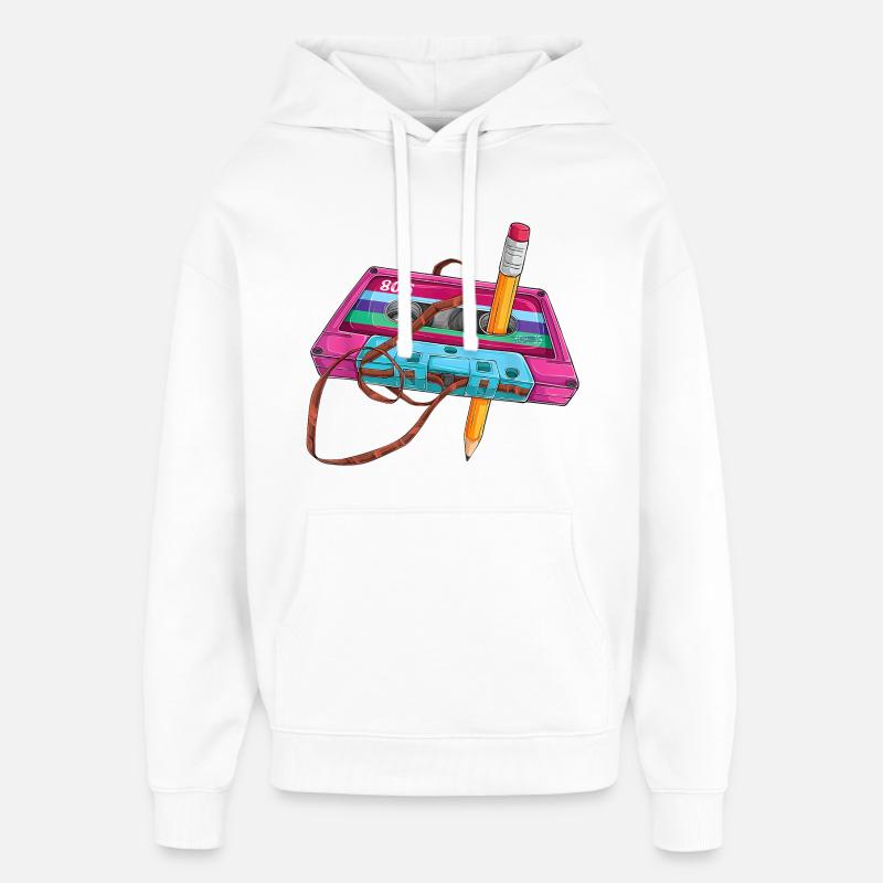 80er Kassette Stift - Oversized Unisex Hoodie von Stanley/Stella - Weiß