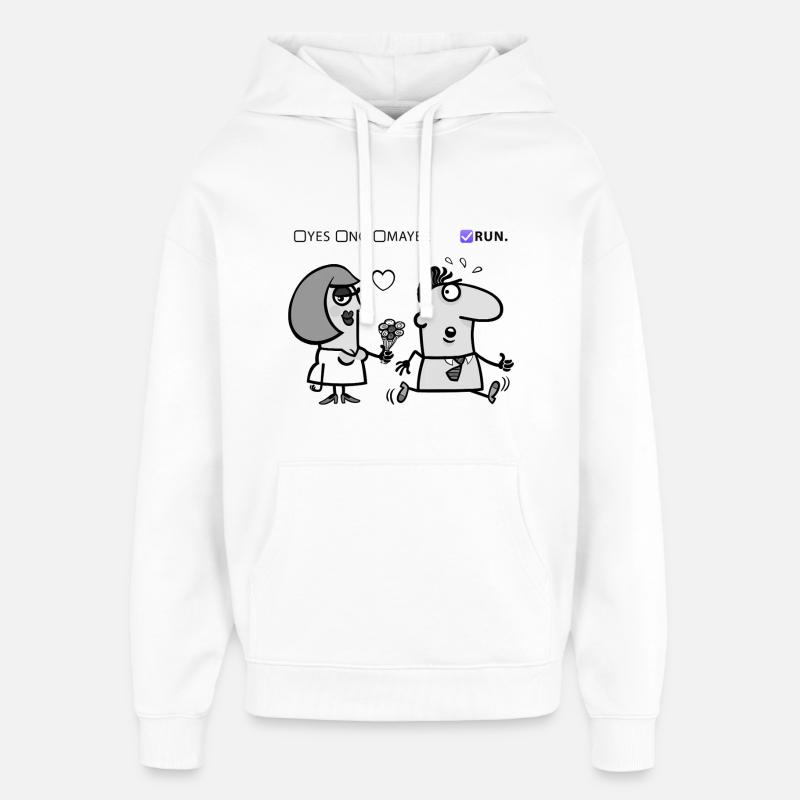 Liebe oder Flucht – Skurriles Humor-Design - Oversized Unisex Hoodie von Stanley/Stella - Weiß