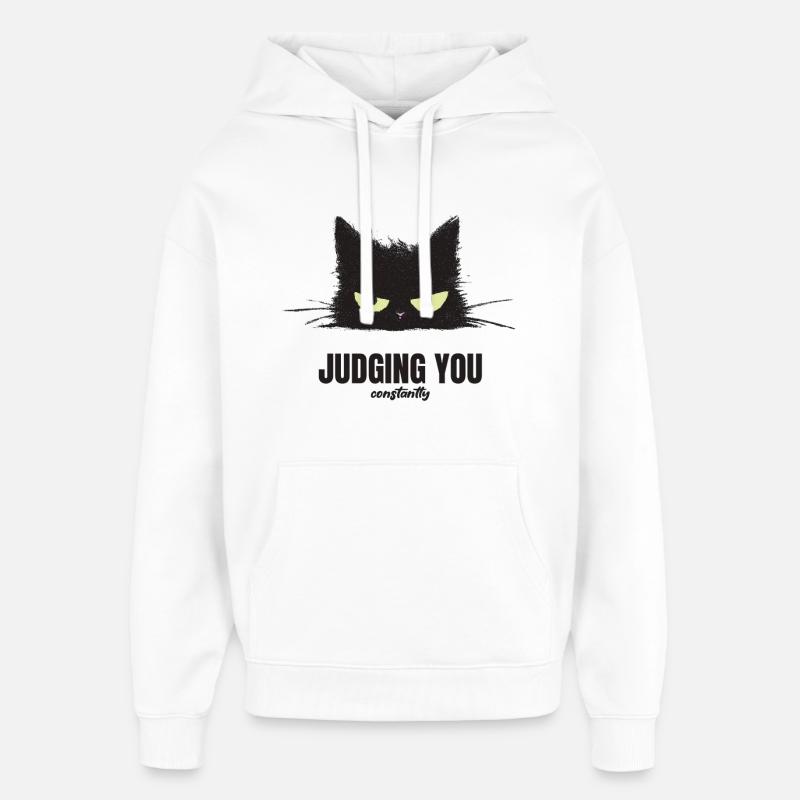 Le chat du jugement - Sweat à capuche unisexe Stanley/Stella Oversized - blanc