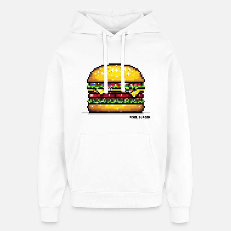 Pixel Hamburger - Sweat à capuche unisexe Stanley/Stella Oversized - blanc