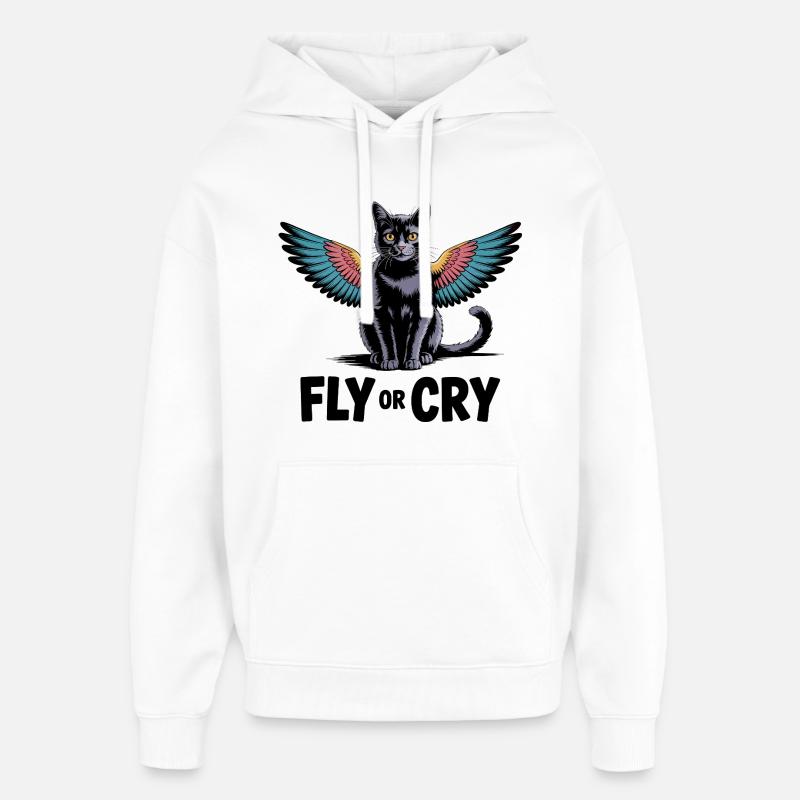 Fliege oder rufe Katze - Oversized Unisex Hoodie von Stanley/Stella - Weiß