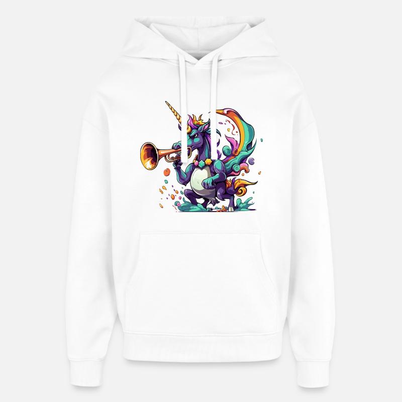 Farbexplosion Einhorn-Trompeter - Oversized Unisex Hoodie von Stanley/Stella - Weiß