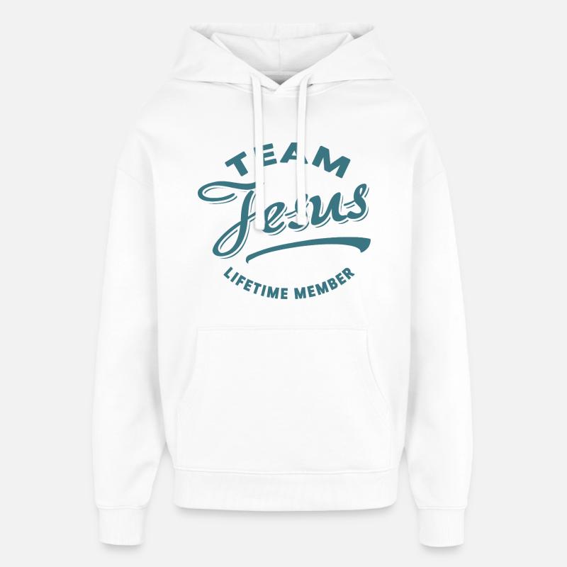 Membre à vie de l’équipe Jésus - Sweat à capuche unisexe Stanley/Stella Oversized - blanc