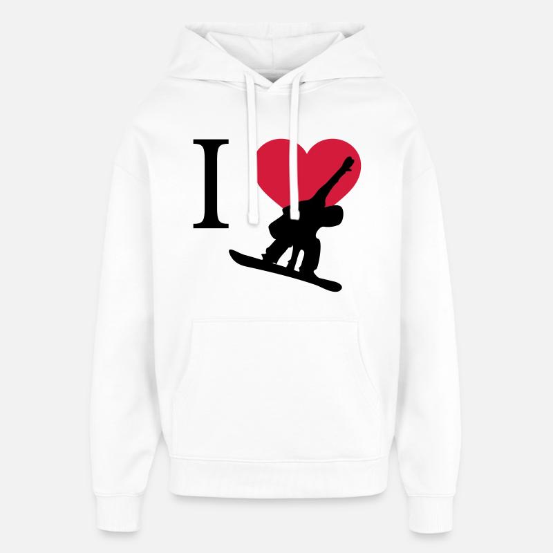 J'aime Snowboarding - Sweat à capuche unisexe Stanley/Stella Oversized - blanc