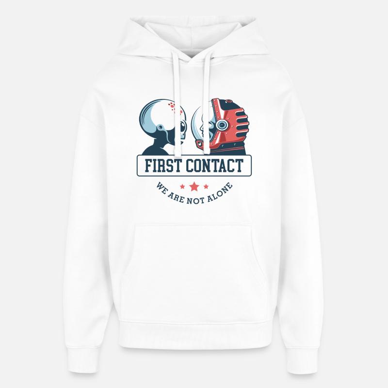alien_astronaut_first_contact - Sweat à capuche unisexe Stanley/Stella Oversized - blanc