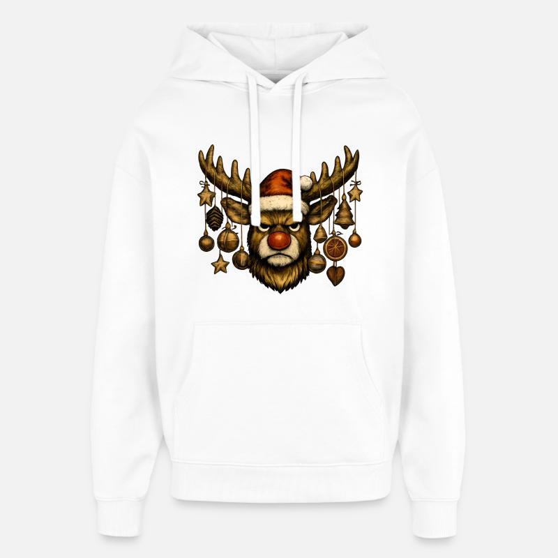 Hirsch Rudolph Joyeux Noël - Sweat à capuche unisexe Stanley/Stella Oversized - blanc