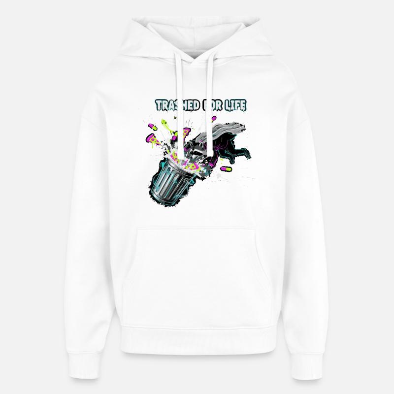 Trashed for Life Waschbär - Oversized Unisex Hoodie von Stanley/Stella - Weiß