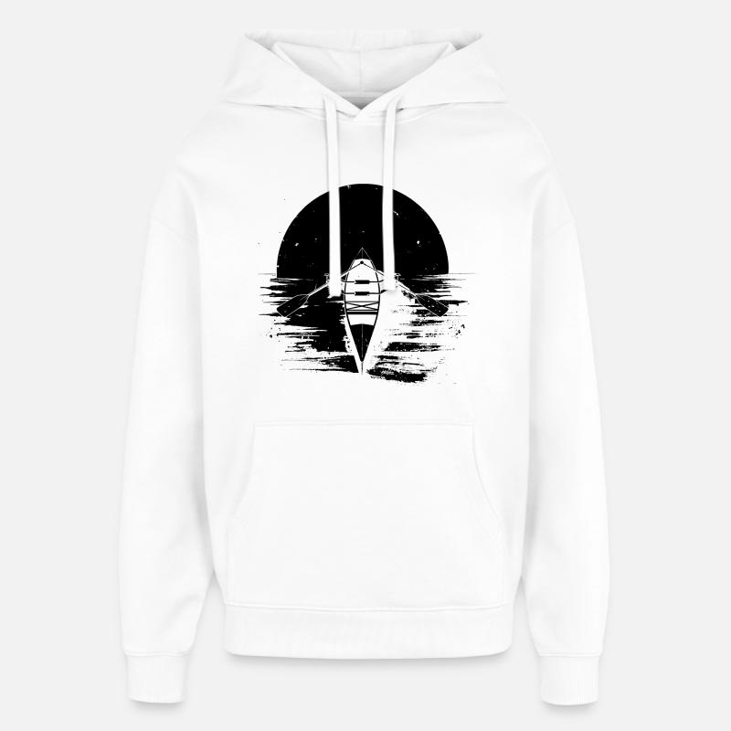 Dessin de bateau à rames - Sweat à capuche unisexe Stanley/Stella Oversized - blanc