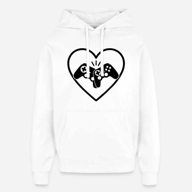 Gamecontroller Herz Gamer Liebe Geschenk - Oversized Unisex Hoodie von Stanley/Stella - Weiß