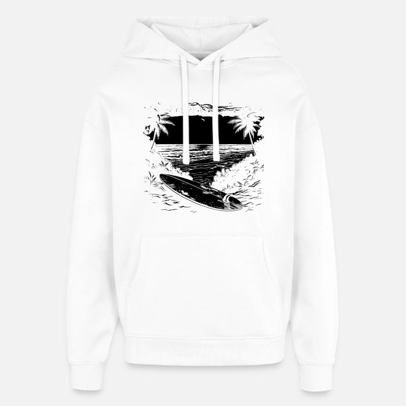 Graphismes de surf - Sweat à capuche unisexe Stanley/Stella Oversized - blanc