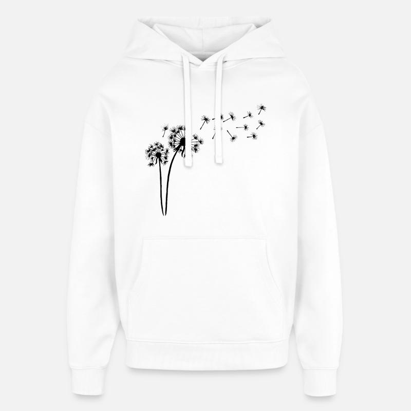 Schwarzer Löwenzahn im Wind - Oversized Unisex Hoodie von Stanley/Stella - Weiß