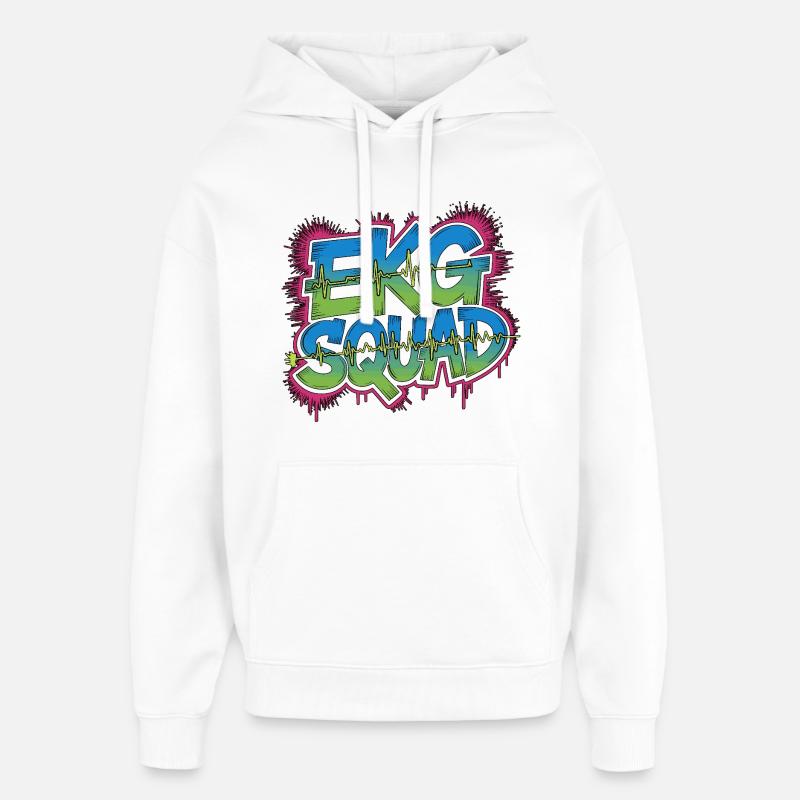 Cardiac Tech ECG Squad Pacemaker Technician - Oversized Unisex Hoodie by Stanley/Stella - white