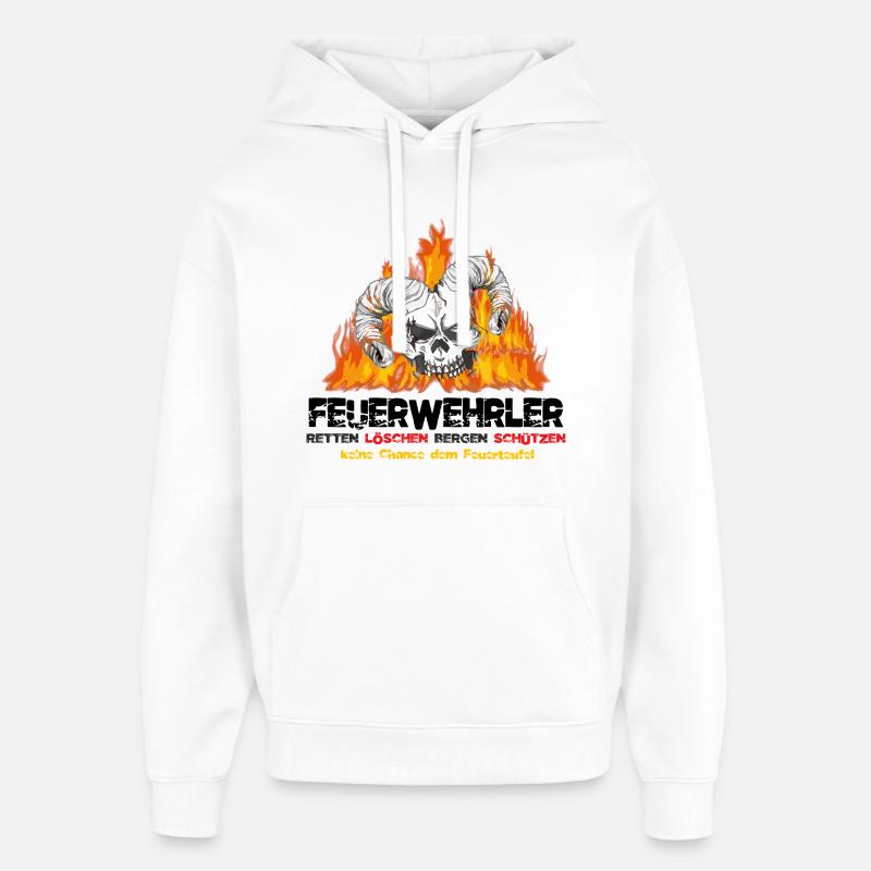 Firefighter Fire Devil - Oversized Unisex Hoodie by Stanley/Stella - white