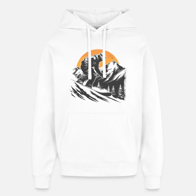 Dessin de snowboarder - Sweat à capuche unisexe Stanley/Stella Oversized - blanc