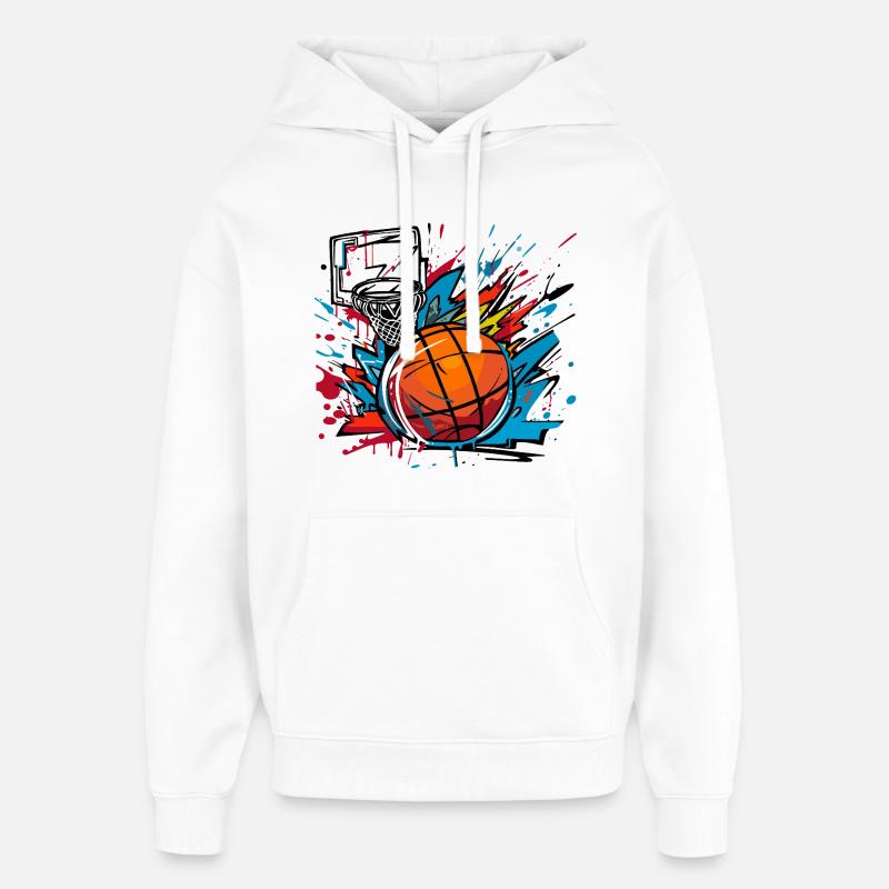 Graffiti de basket-ball - Sweat à capuche unisexe Stanley/Stella Oversized - blanc