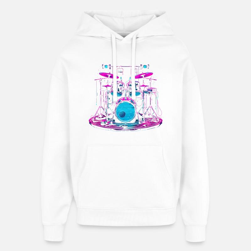 Graphiques de batterie - Sweat à capuche unisexe Stanley/Stella Oversized - blanc