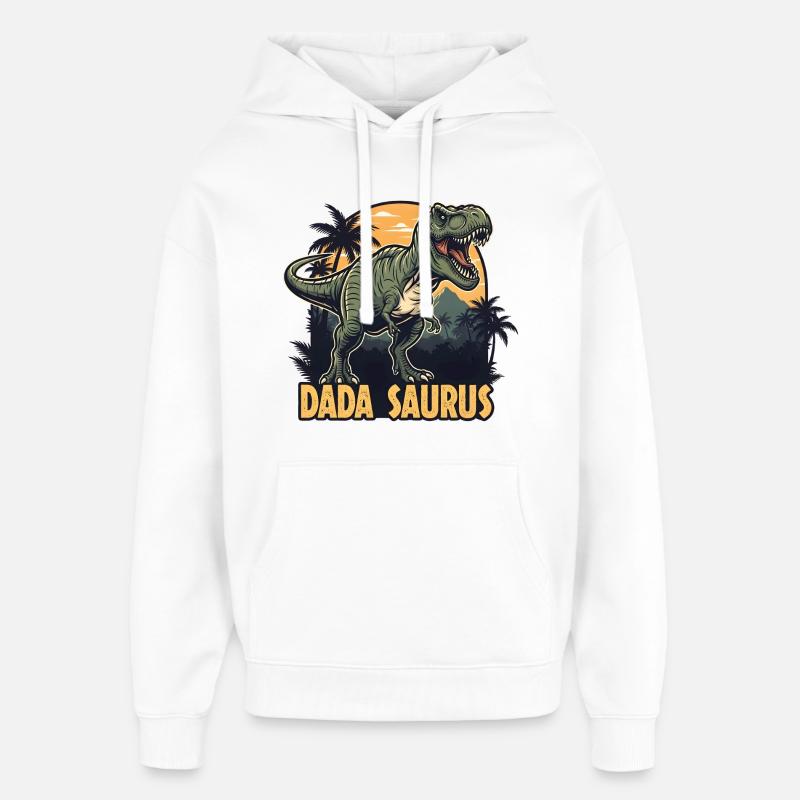 Dada Saurus T-Rex Illustration - Sweat à capuche unisexe Stanley/Stella Oversized - blanc
