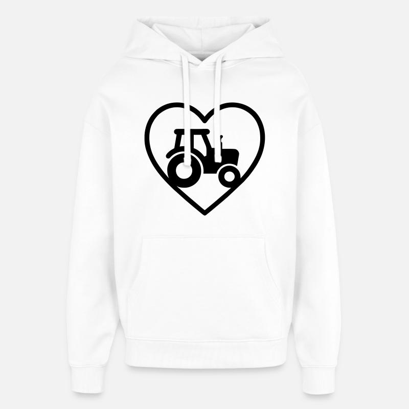 Tracteur à cœur – Farmer Passion Design - Sweat à capuche unisexe Stanley/Stella Oversized - blanc
