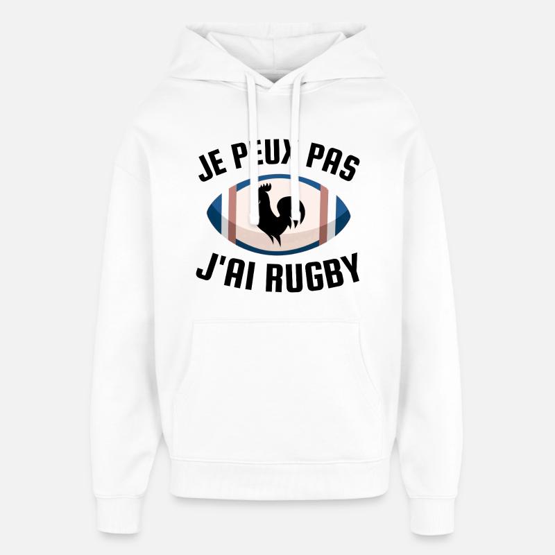 Je peux pas j ai rugby - Sweat à capuche unisexe Stanley/Stella Oversized - blanc