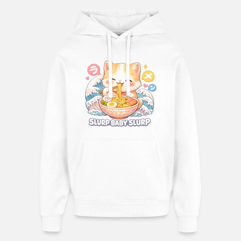Ramen pour chat - Sweat à capuche unisexe Stanley/Stella Oversized - blanc