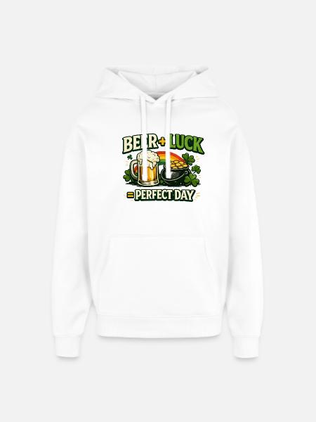 Beer Luck Perfect Day - Oversized Unisex Hoodie by Stanley/Stella - white