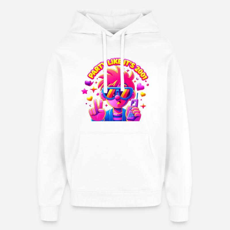 Fête néon Punk Pixel 2001 - Sweat à capuche unisexe Stanley/Stella Oversized - blanc
