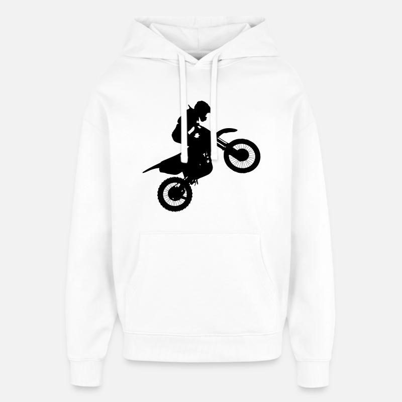 Image du pilote de motocross # - Sweat à capuche unisexe Stanley/Stella Oversized - blanc