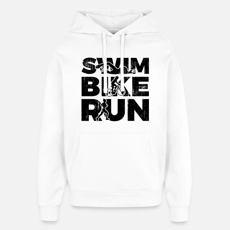 Natation Cyclisme Course à pied - Sweat à capuche unisexe Stanley/Stella Oversized - blanc