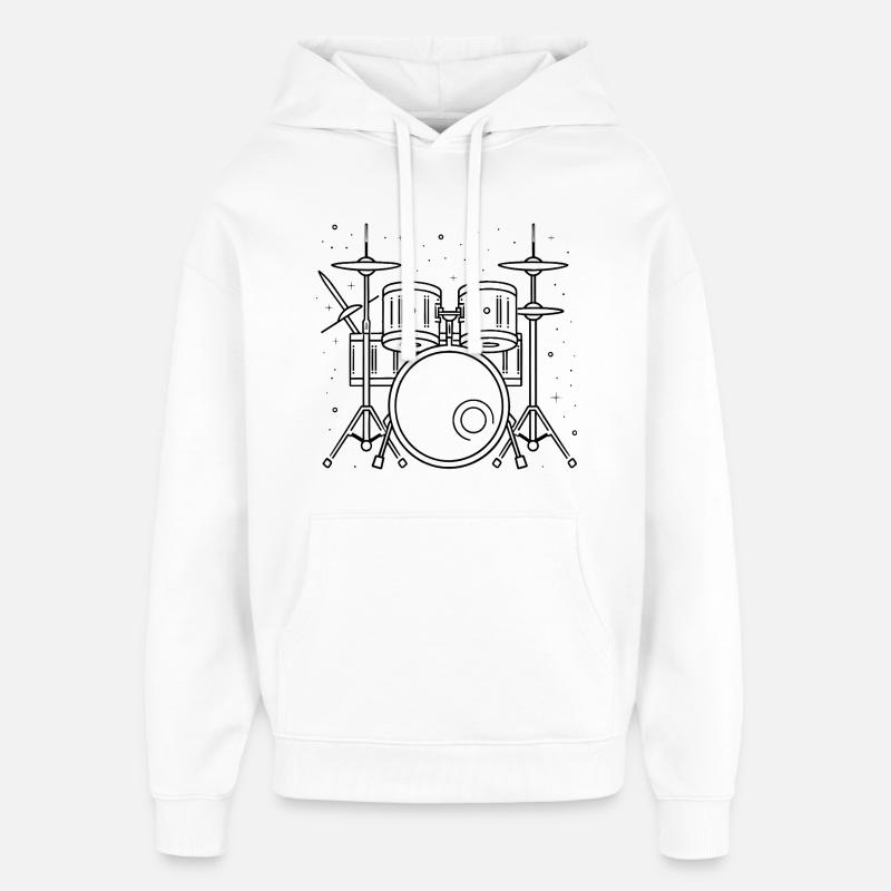 Dessin de batterie - Sweat à capuche unisexe Stanley/Stella Oversized - blanc