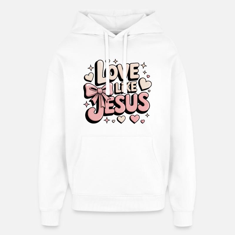 Aimez comme Jésus - Sweat à capuche unisexe Stanley/Stella Oversized - blanc