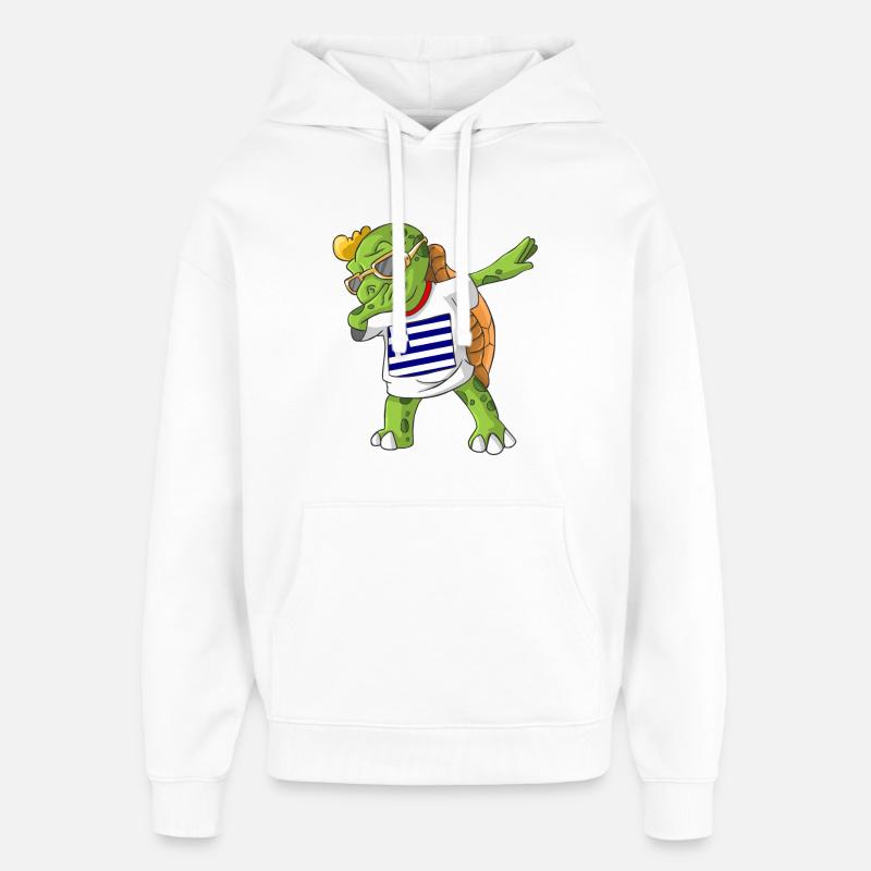Grèce tortue tamponnant - Sweat à capuche unisexe Stanley/Stella Oversized - blanc
