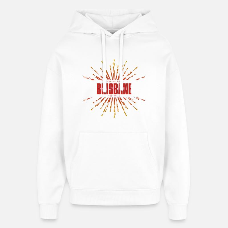 Brisbane Sunburst Logo - Sweat à capuche unisexe Stanley/Stella Oversized - blanc