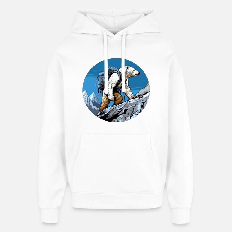 Eisbären Wandern / Bergsteiger Eisbär - Oversized Unisex Hoodie von Stanley/Stella - Weiß