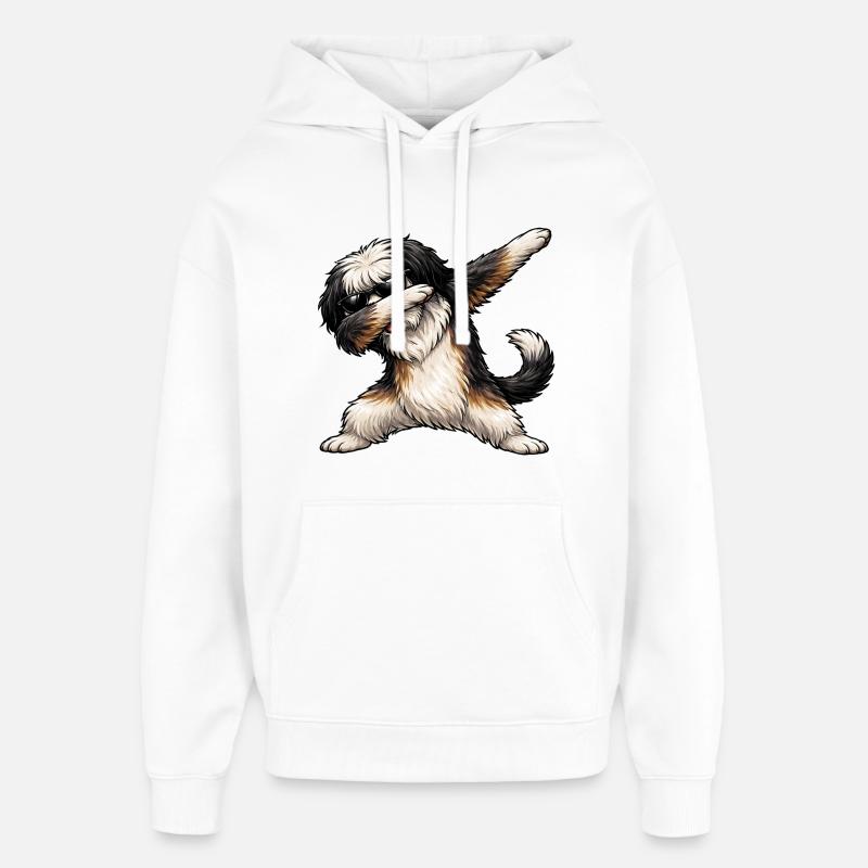 Dab du Tibetan Terrier - Sweat à capuche unisexe Stanley/Stella Oversized - blanc