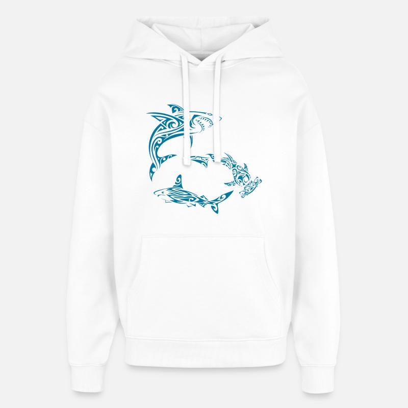 Requins polynésiens - Sweat à capuche unisexe Stanley/Stella Oversized - blanc