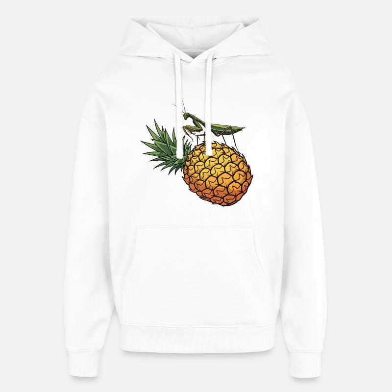 Ananas avec illustration de sauterelle - Sweat à capuche unisexe Stanley/Stella Oversized - blanc