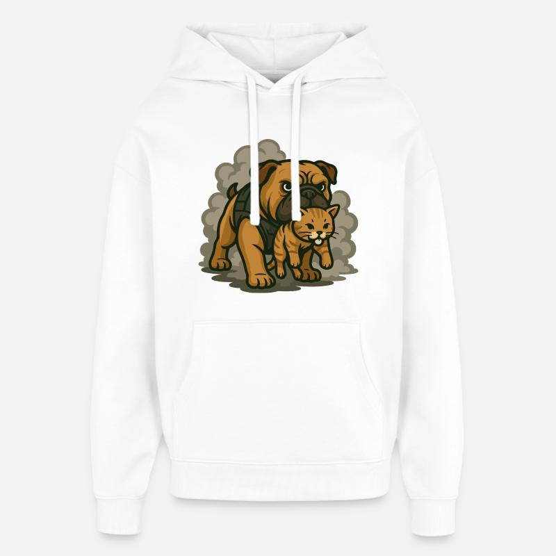 Duo chien et chat de garde - Sweat à capuche unisexe Stanley/Stella Oversized - blanc